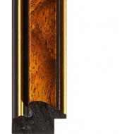 Curl Walnut, Gold outer edges Picture Moulding 29mm Curl Walnut, Gold outer edges Picture Moulding 29mm